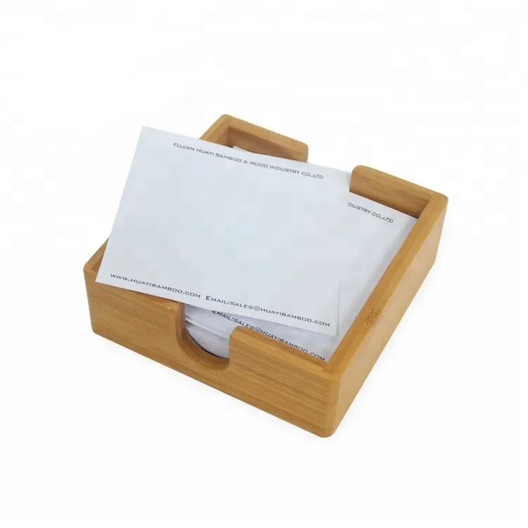 Business Cards Organizer Bamboo Desktop Memo Note Paper Holder