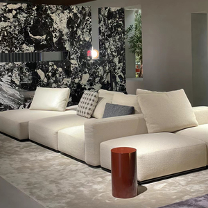 Sofá Seccional Modular Blanco Minimalista para Sala de Estar, Diseños Modernos de Interiores para el Hogar, Conjunto de Sofás de Tela Esquineros y Cómodos - Product Image 4