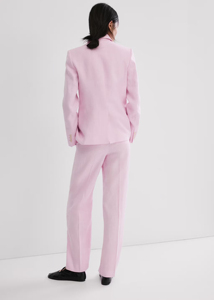 Elegante Blazer Rosa Pastel para Mujer, Corte Relajado de Un Solo Botón, Chaqueta Casual de Oficina, Mezcla de Lino Transpirable - Product Image 2