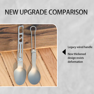 CIEUIS <span class=keywords><strong>Set</strong></span> di Posate Pieghevoli in Titanio Puro, Coltello Forchetta Cucchiaio Leggero per Campeggio con Design Rotante - Product Image 3