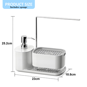 2024 Mới Rõ Ràng Cửa Sổ Tùy Chỉnh Nhà Bếp Phụ Kiện Tổ Chức Chất Lỏng Xà Phòng <span class=keywords><strong>Dispenser</strong></span> Với Miếng Bọt Biển 4 Trong 1 Bọt Món Ăn Xà Phòng <span class=keywords><strong>Dispenser</strong></span> - Product Image 1