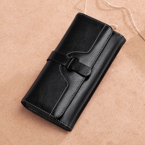 Women's Large Capacity Real Leather Clutch <b>Wallets</b> Long Zipper Waxy Cover Anti-Theft Feature Real Leather Credit Card <b>Holder</b> - Product Image 5