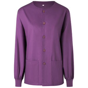 Nuovo Set Divisa Medica da Donna 2025, Blu, Maniche Lunghe, 100% Cotone, con Bottoni, Uniforme Infermieristica per Ospedale/Clinica/Dentista/Salone - Product Image 5