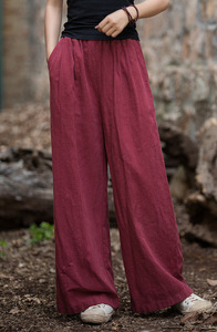 <span class=keywords><strong>Pantaloni</strong></span> <span class=keywords><strong>Palazzo</strong></span> Larghi da Donna Vintage <span class=keywords><strong>in</strong></span> Cotone e Lino 100% <span class=keywords><strong>con</strong></span> <span class=keywords><strong>Vita</strong></span> Elastica, Pieghettati, Casual, Stile Boho, Culotte Fluido - Vendita all'Ingrosso - Product Image 2
