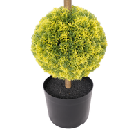 Arbre topiaire artificiel en cèdre jaune-vert de 60 cm, protection UV, imperméable, plante en pot, classique, intérieur/extérieur