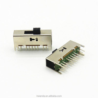 Micro 4p4t Mini interrupteur vertical marche-arrêt Double rangée 20 broches interrupteur à glissière électrique à Angle droit placage argent 0.3A 50V DC