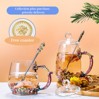 Tasse à café avec couronne en verre, 250 ml, usine chinoise, vente en gros, pour thé au lait, tasse d'eau style européen