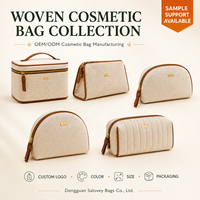 Sac à cosmétiques en cuir PU matelassé avec motif uni de luxe et fermeture ouverte - saloveybags