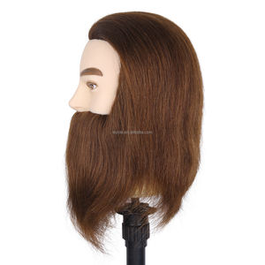 Tête de mannequin homme AliLeader Salon Barber, noir et brun, pour la pratique de la coiffure, cheveux humains, tête d'entraînement à haute densité avec <span class=keywords><strong>barbe</strong></span> - Product Image 3