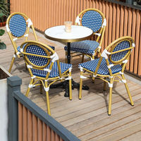Chaises et table de bistrot français en rotin ensemble de jardin en rotin ensemble de bistrot en bambou mobilier d'extérieur