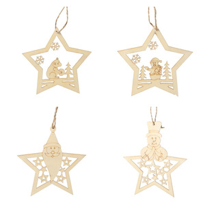 Wooden Christmas Ornaments Circle <b>Star</b> Shape Engraved <b>Hanging</b> Decorations For Tree Home Festival Decor DIY Craft Gifts - Product Image 4