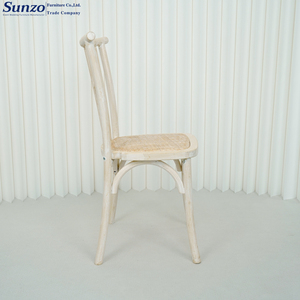 Sedie Rustiche in Legno Massello con Schienale a Croce e Seduta in Rattan per Sala da Pranzo, Interni, Esterni, Matrimoni ed Eventi - Product Image 4