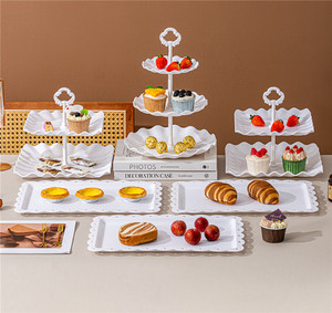 Soporte de Plástico Blanco Europeo de 3 Niveles para Frutas, Dulces, Pasteles y Postres, Ideal para Bodas, Hoteles y Mesas de Café - Product Image 1