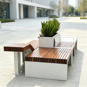 Banc de jardinage moderne carré pour terrasse extérieure, jardinière au sol, pot de fleurs écologique, banc de repos pour fleurs, pour cour, jardin, centre commercial - Product Image 3