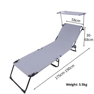 Chaise de <span class=keywords><strong>camping</strong></span> d'extérieur pliante et inclinable, portable, multifonction, avec pare-soleil en tissu, pour la pêche, le bureau, la maison, la plage et le bain de soleil sur la plage - Product Image 3