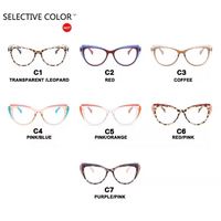 Montura de Gafas Ópticas de Moda para Mujer, Diseño Ojo de Gato, Material AC TR90, Bloqueo de Luz Azul, Anti-Luz Azul, para Miopía y Lectura