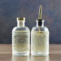 Set aus 7 oz Einfachen Kleinen Kaffee-Sirup-Spenderflaschen mit Ausgießer, Korkverschluss und Kartonverpackung