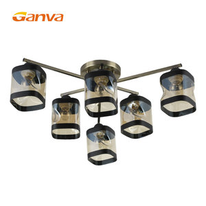 GANVA-lámpara <span class=keywords><strong>de</strong></span> <span class=keywords><strong>techo</strong></span> cuadrada moderna para decoración del hogar, Bombilla múltiple montada en superficie <span class=keywords><strong>de</strong></span> vidrio E27 Vintage - Product Image 3