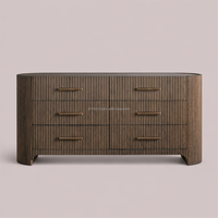 Commode de luxe moderne en chêne massif à six tiroirs avec plateau en pierre et tiroirs à fermeture douce, mobilier de chambre
