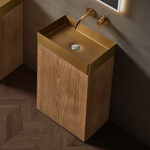 Nuovo Arrivo: Lavabo Combinato in Pietra Artificiale Effetto Legno, Durevole ed Ecologico, per Bagno <span class=keywords><strong>e</strong></span> Hotel - Product Image 6
