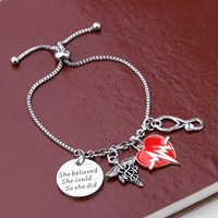 CuStom Styles Soins Infirmiers Médicaux Émail Charmes ECG Stéthoscope NP RN Ailes Coeur Bracelet pour Infirmière Accessoires Cadeau