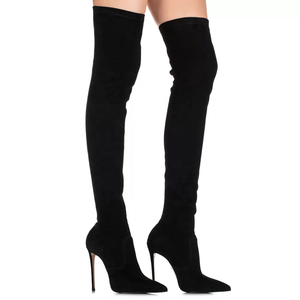 Stivali donna inverno tacco <span class=keywords><strong>alto</strong></span> elasticizzati pelle scamosciata a punta stivali alti Sexy coscia - Product Image 4