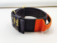 Collier pour grand chien en nylon de 3 pouces de large avec boucle en acier inoxydable doré, poignée de contrôle brodée, pour l'entraînement des Pitbulls robustes