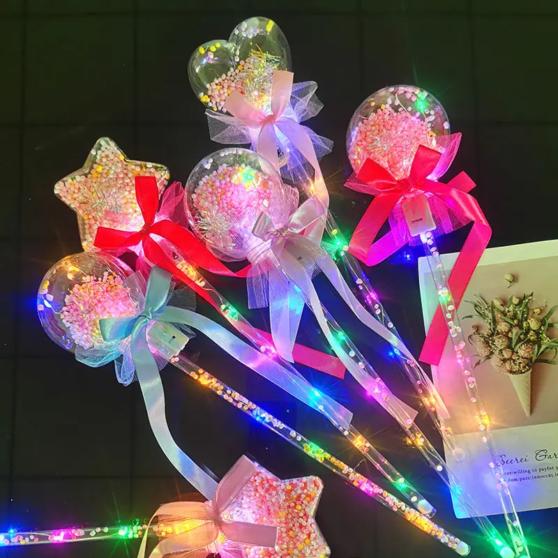 Birthday Party Decoration Round Star Heart Shape Flash Magic Stick Led Light Up Bobo Balloon Wholesale