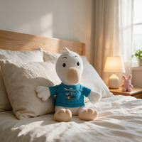 Peluche personnalisée en forme de canard de dessin animé, avec logo imprimé sur t-shirt, broderie personnalisée, fabricant de peluches sur mesure, vente en gros d'animaux en peluche doux pour enfants