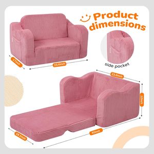 Canapé multifonctionnel 2-en-1 en velours côtelé pour enfants, chaise pour tout-petits, canapé de jeu avec housse amovible – Vente en gros directe usine OEM - Product Image 5