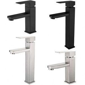 Robinet de lavabo carré noir en acier inoxydable 304, finition mate, mitigeur eau chaude et froide de 4 pouces pour salle de bain, vente en gros usine - Product Image 4