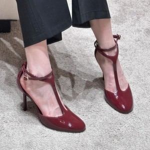 Chaussures de bureau pour femmes à talon carré, bout rond fermé, à bride arrière, escarpins à bride en T, tendance mode, tige en PU, été automne, grandes tailles - Product Image 5
