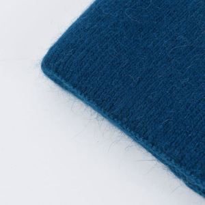 Bonnet en tricot unisexe chaud en fourrure de lapin couleur unie pour l'automne et l'hiver, logo personnalisé disponible - Product Image 3