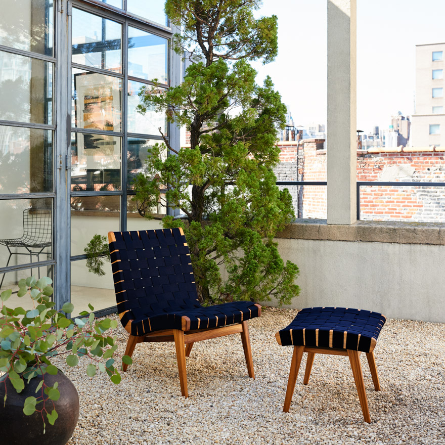 New design wood chair sets rope Outdoor Ottoman Furniture