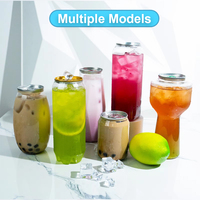 Boîte de boisson transparente en PET personnalisable, étanche, avec couvercle à vis en aluminium de qualité alimentaire, 55 mm, pour l'emballage de boissons froides