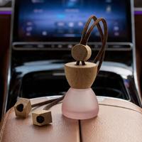 Diffuseur de voiture 6 ml, flacon professionnel pour huiles essentielles, flacon de parfum suspendu pour voiture, bouchon rond en bois, désodorisant pour voiture