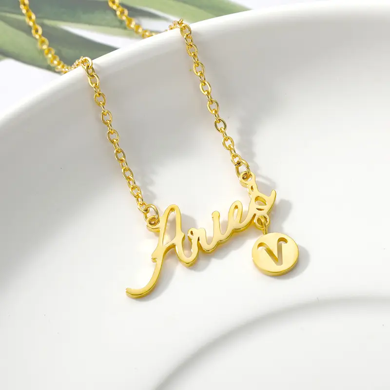 18K Gold Plated Zodiac Tag Sign Stone Symbol Surgical Stainless Steel Pendant Bracelet Necklace For Women Jewelry Set