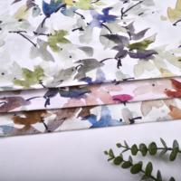 Tissu en coton premium à motif de feuilles d'acrylique, motif abstrait de feuille d'érable peint à la main pour robes élégantes