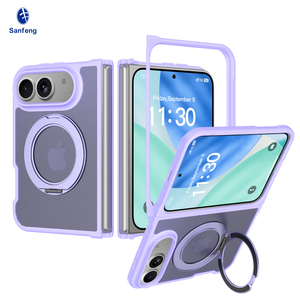 Étui magnétique pour téléphone <span class=keywords><strong>portable</strong></span> <span class=keywords><strong>iPhone</strong></span> Fold Perfect Fit avec protection à 360° °   Support rotatif pour téléphone <span class=keywords><strong>portable</strong></span>, pliable, couleur violet soyeux, avec logo personnalisé - Product Image 1