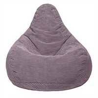 Fauteuil Poire Adulte IDHSI à Dossier Haut en Tissu Velours Côtelé, Conception Ergonomique pour Jeux d'Intérieur, Repose-Pieds Séparé, Pouf Monoplace Ultra Doux