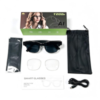 Lunettes Intelligentes T100 avec Caméra, Assistant IA, Enregistrement Photo et Vidéo 8MP, Synchronisation Wi-Fi, Contrôle Tactile, Appareil Portable