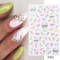 Vente chaude japonais Nail Art rétro couleur fleur autocollant feuilles longue île thé glacé peint visage humain ongles décalcomanies