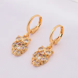 Nuovo modello di moda europeo 18k gioielli modello gufo orecchini da donna placcati in oro