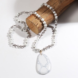 Joyería étnica Bohemia Occidental 8mm turquesa piedra Natural cristal hecho a mano anudado collar geométrico colgante collar - Product Image 3