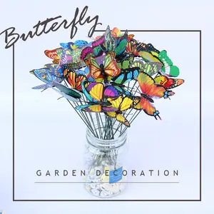Décorations de papillons de simulation en trois dimensions 3D Décoration de jardin extérieur Papillons de bâton créatifs