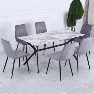 Economico 6 sedie Er tavolo da pranzo Set moderno classico 8 posti tavolo da pranzo in vetro di lusso Set