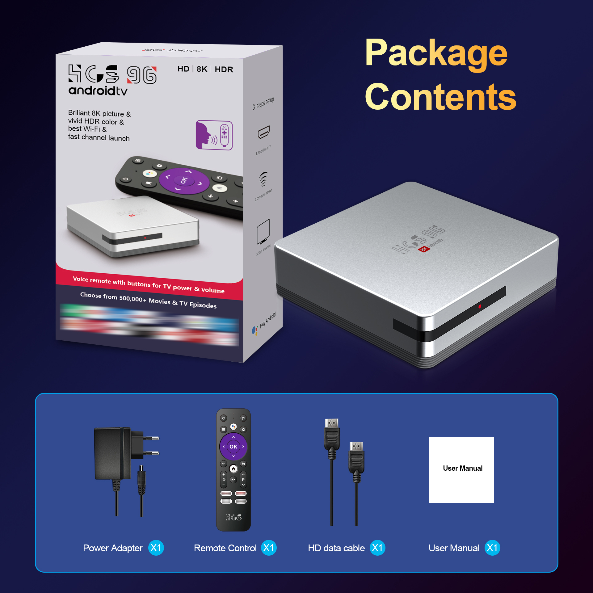 2025 Android 13.0 HCS96 HD 8K TV Box - 2GB RAM, 16GB Storage, BT