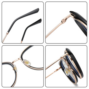 Monture de lunettes anti-lumière bleue œil de chat 87007 en métal, pour femme, taille moyenne, avec verres AC et pont moyen - Product Image 2
