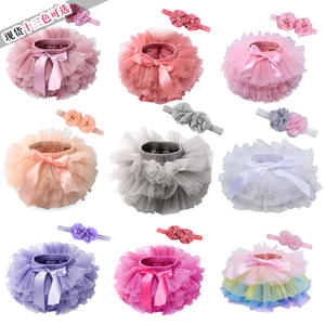 Conjunto de Moda para Bebés de 0 a 3 Años, Braguitas de Tul para Niñas, Cubrepañales de Algodón, Braguitas de Tul y Diadema - Product Image 2