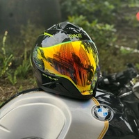 Casque de moto intégral SLKE 2024 Predator Design certifié DOT avec double visière et doublure en mousse